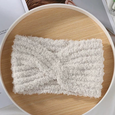 Plush Wide-Brim Cross Knot Hairband