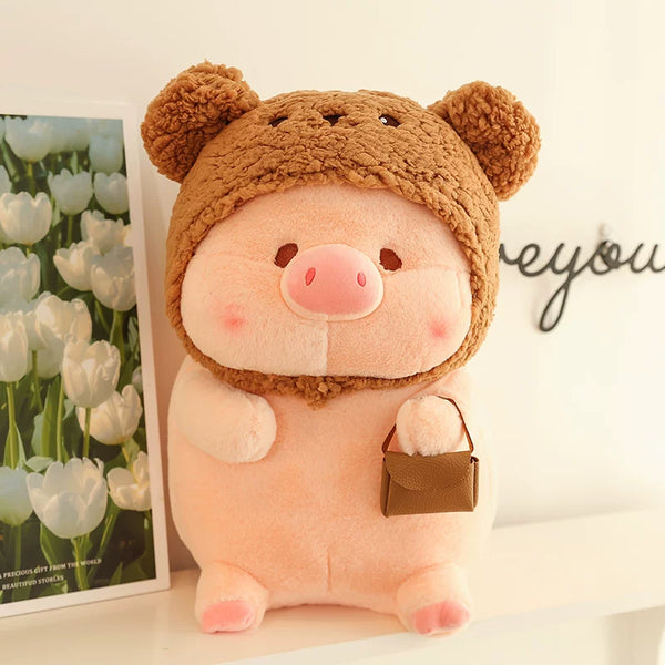 Plush Piglet Doll with Character Hoods
