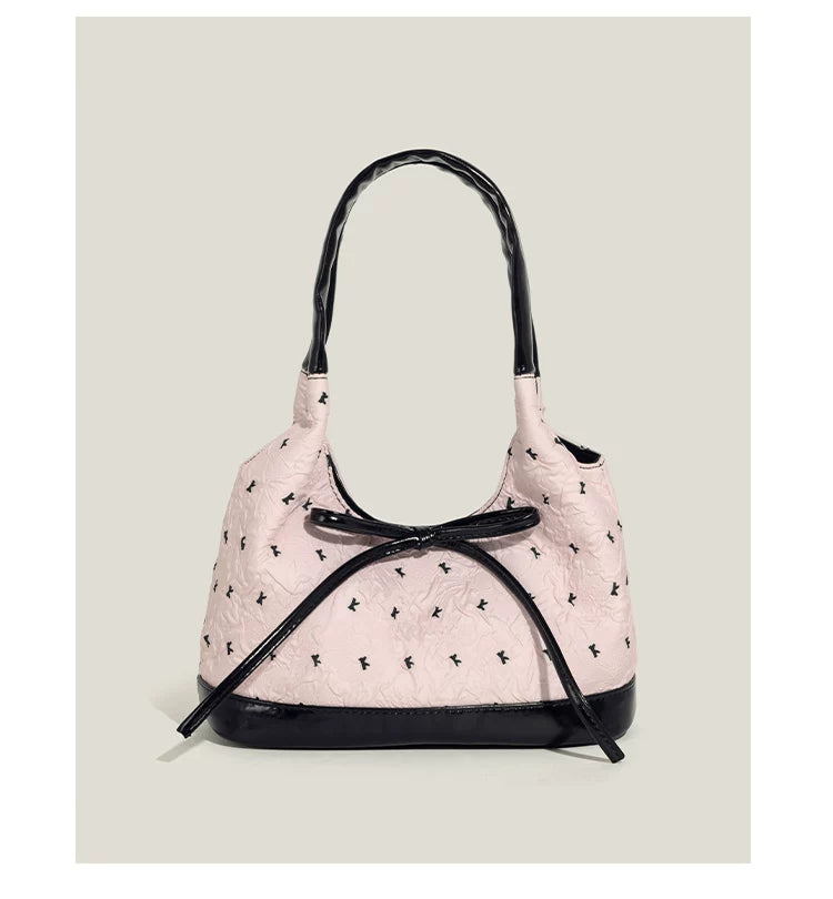 Bow Accent Shoulder Tote Bag