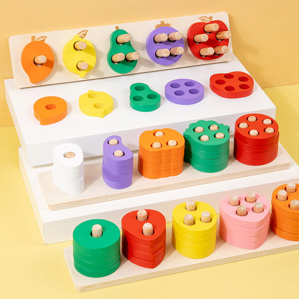 Wooden Fruit & Vegetable Peg Sorting Set