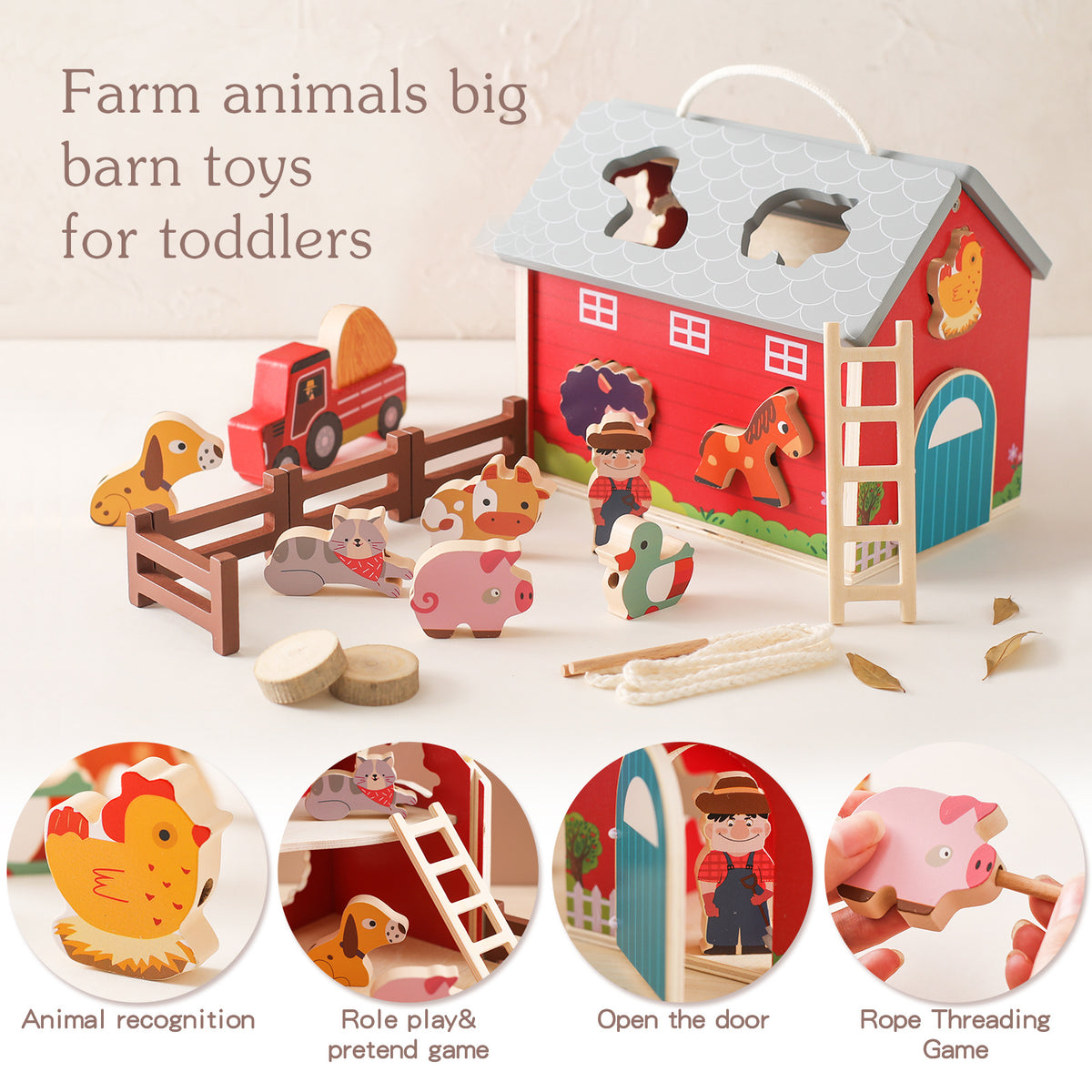 The Little Farmer’s Portable Wooden Barn & Playset