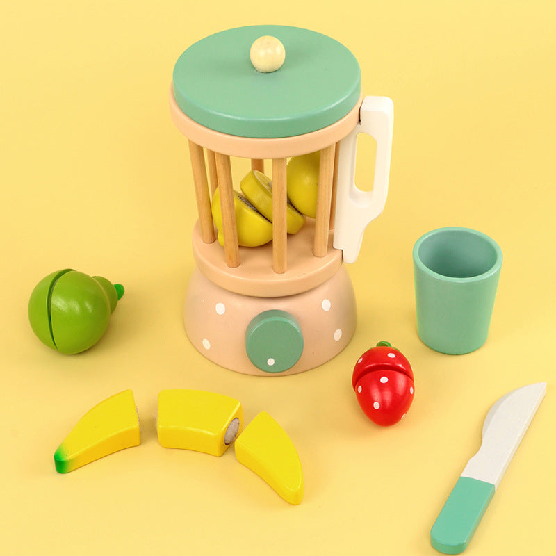 Wooden Smoothie Blender & Fruit Set – Pastel Kitchen Pretend Play
