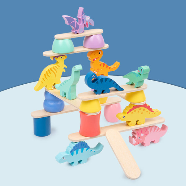 Wooden Dinosaur Balance Stacking Challenge Set