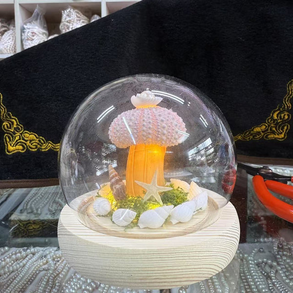 "Under the Sea" Mushroom Night Light – Handcrafted Ocean Shell Dome