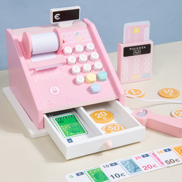 The "Little Shopkeeper" Wooden Cash Register Set - Nordic Pink