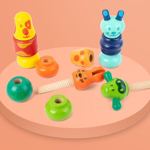 Twist & Play: Wooden Screw Animal Friends (Set of 4)