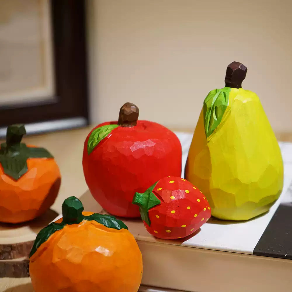 Hand-Carved Faceted Wooden Fruit FantastiKurios
