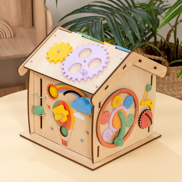 Wooden Montessori Discovery Busy House – 14-in-1 Skill Station