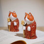 Hand-Carved Wooden Monk Cat Figurine FantastiKurios