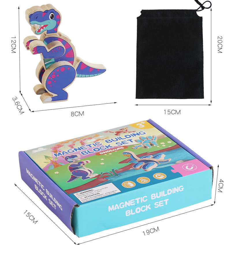 Mix & Match Magnetic Wooden Dinosaurs (Set of 4)