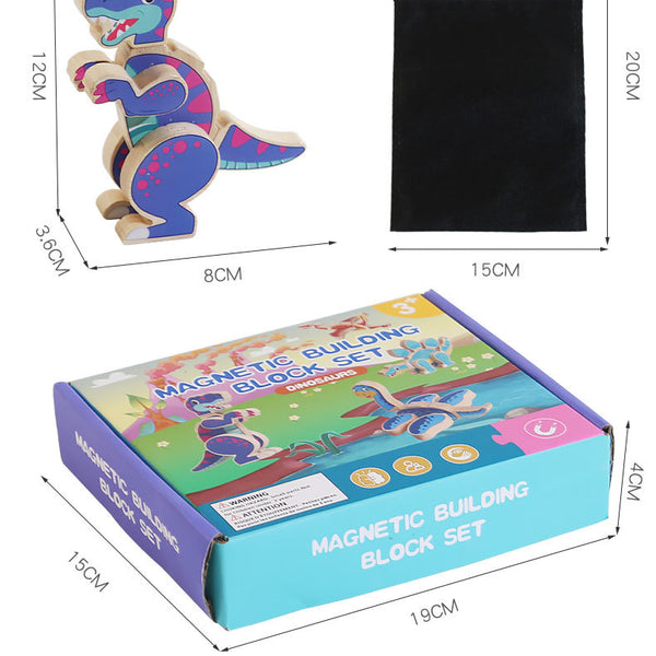 Mix & Match Magnetic Wooden Dinosaurs (Set of 4)