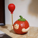 Hand-Carved Wooden Mushroom Doll with Red Balloon FantastiKurios