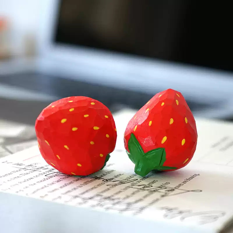 Hand-Carved Wooden Mini Strawberry FantastiKurios