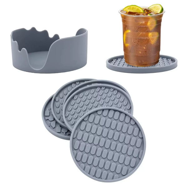Silicone Coaster Set with Holder