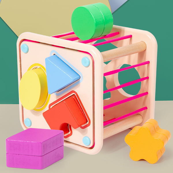 Wooden Rainbow Shape Sorter & Sensory Box