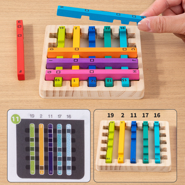 Smart Rainbow Stick Logic Puzzle - Wooden Brain Teaser for Kids