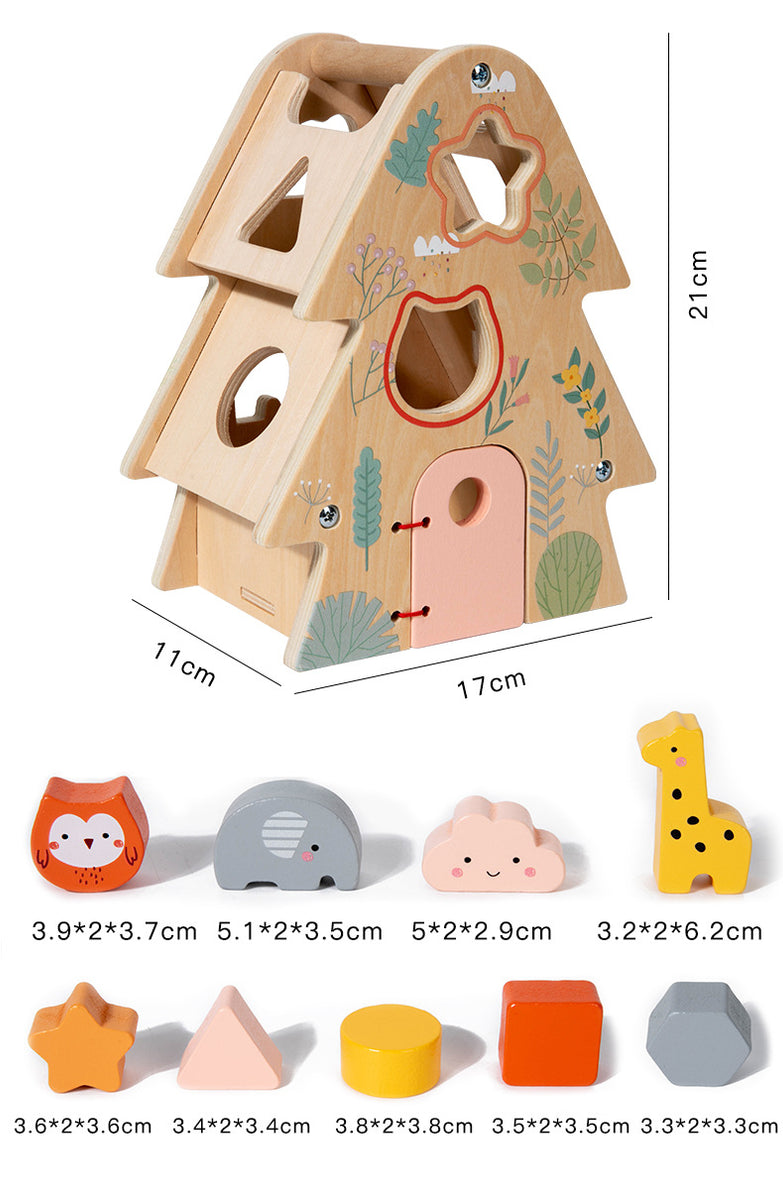 Wooden Forest Wisdom House – Animal & Shape Sorting Activity Tree