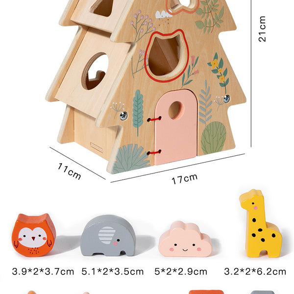 Wooden Forest Wisdom House – Animal & Shape Sorting Activity Tree