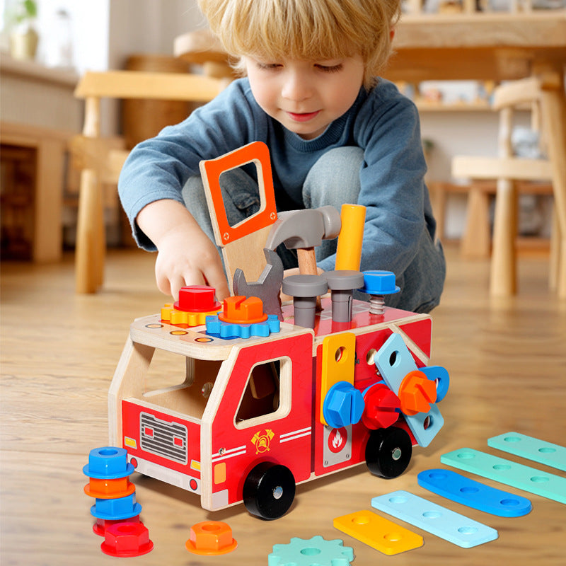 Little Firefighter’s Wooden Tool & Assembly Truck