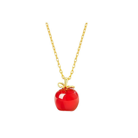 Apple of My Eye" S999 Sterling Silver & Red Agate Necklace