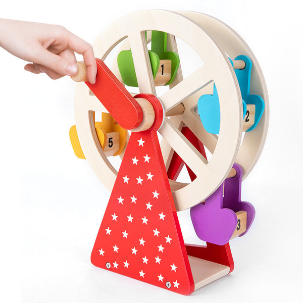 Wooden Animal Ferris Wheel - Manual Spinning Desktop Toy
