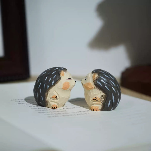 Hand-Carved Wooden Hedgehog Figurine FantastiKurios