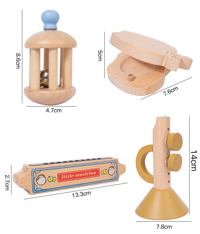 "Little Musician" Wooden Musical Instrument Set with Storage Drum