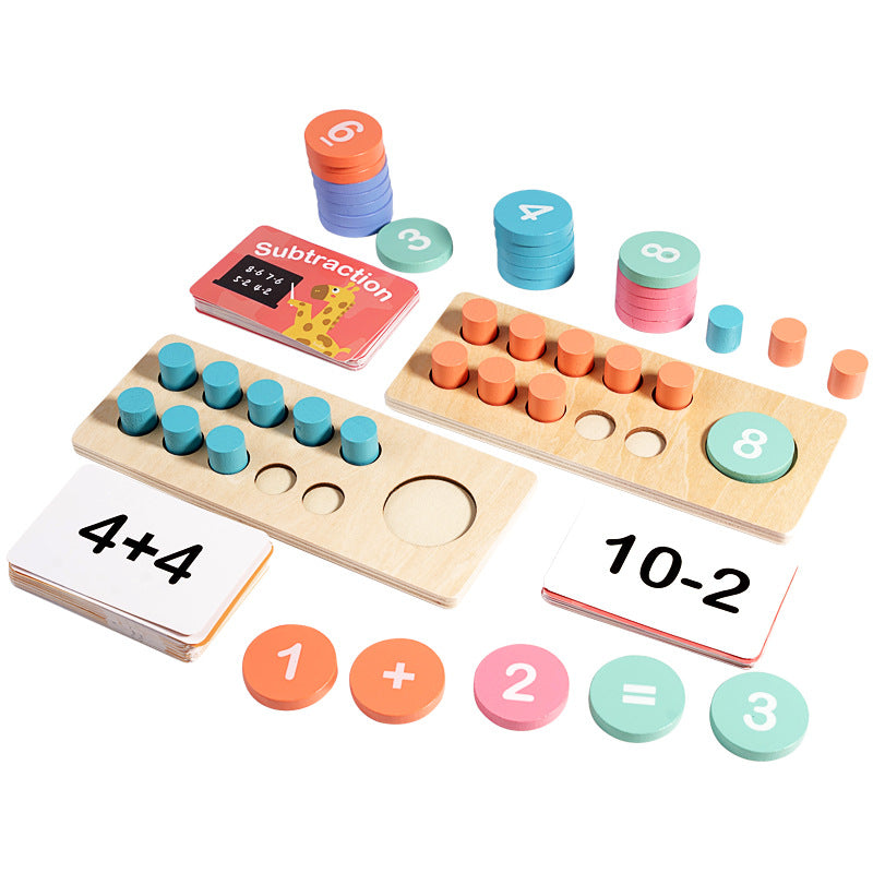 Wooden Ten-Frame Addition and Subtraction Math Set