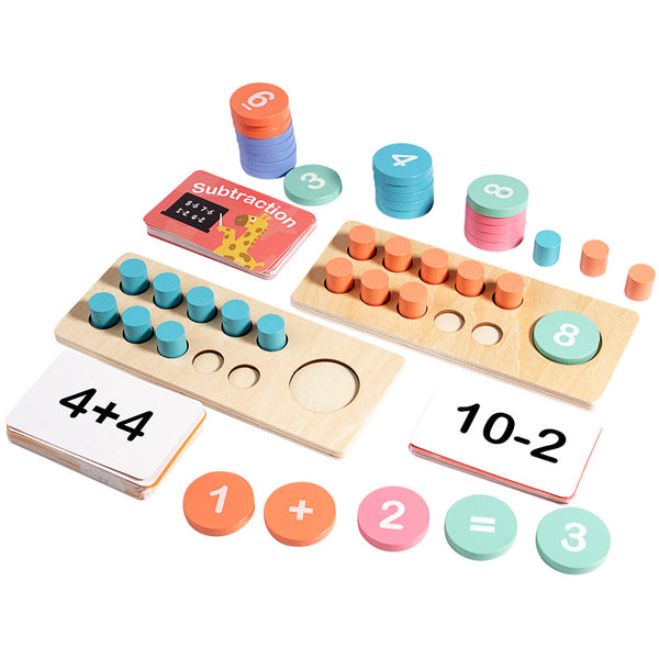 Wooden Ten-Frame Addition and Subtraction Math Set