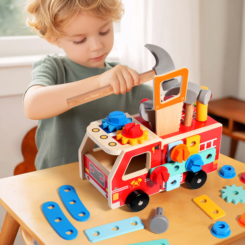 Little Firefighter’s Wooden Tool & Assembly Truck