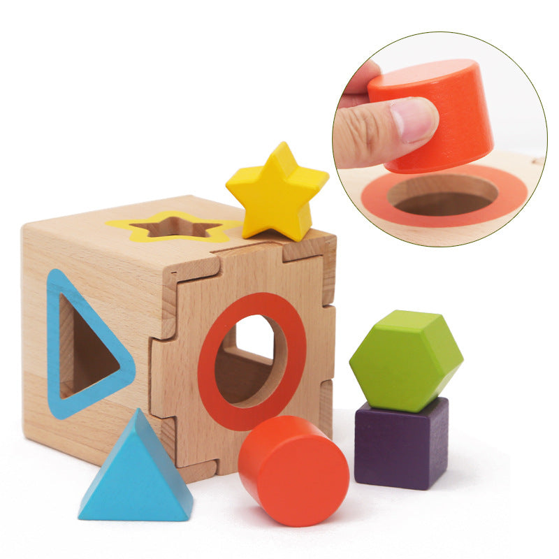 Wooden Early Learning Play Set – 3-in-1 Shape Sorter, Stacker & Bead Maze