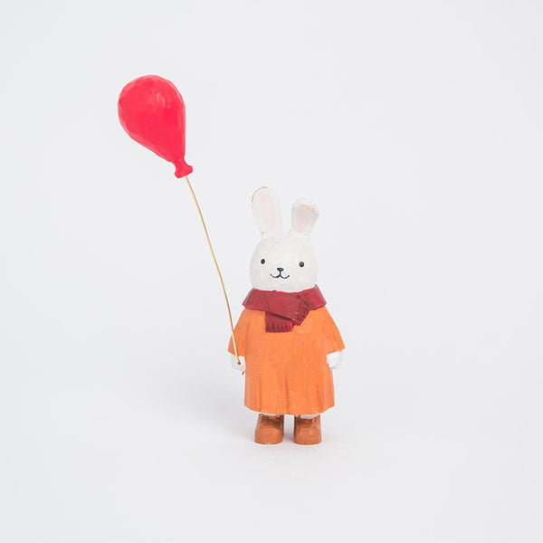 Handcrafted Wooden Rabbit with Balloon Figure