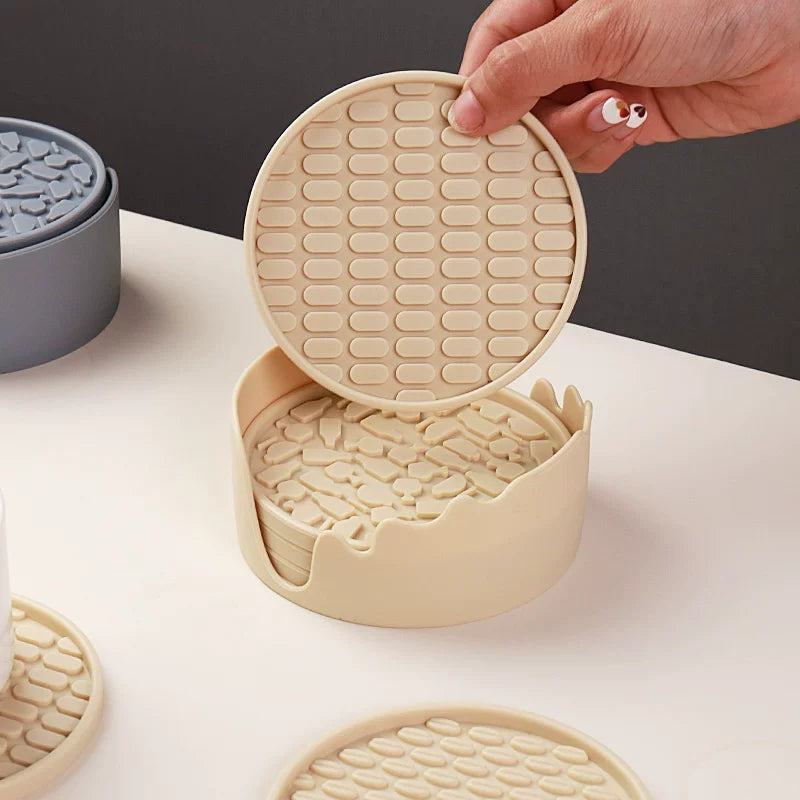 Silicone Coaster Set with Holder