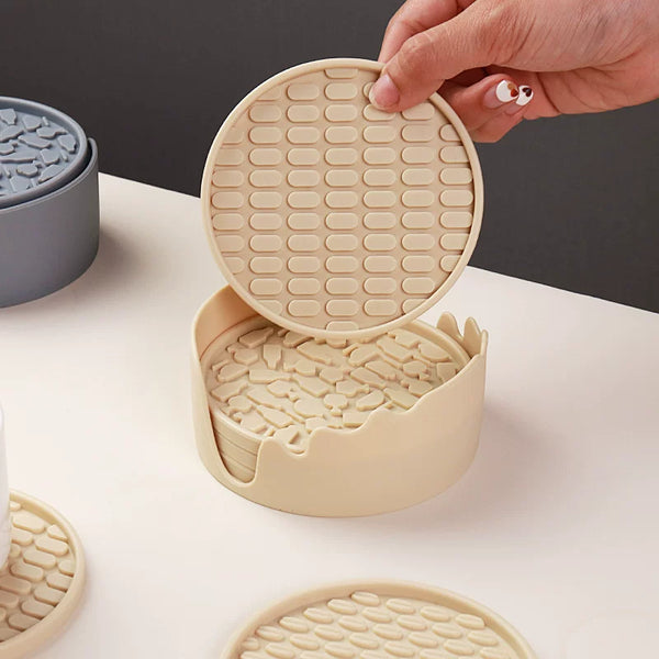 Silicone Coaster Set with Holder