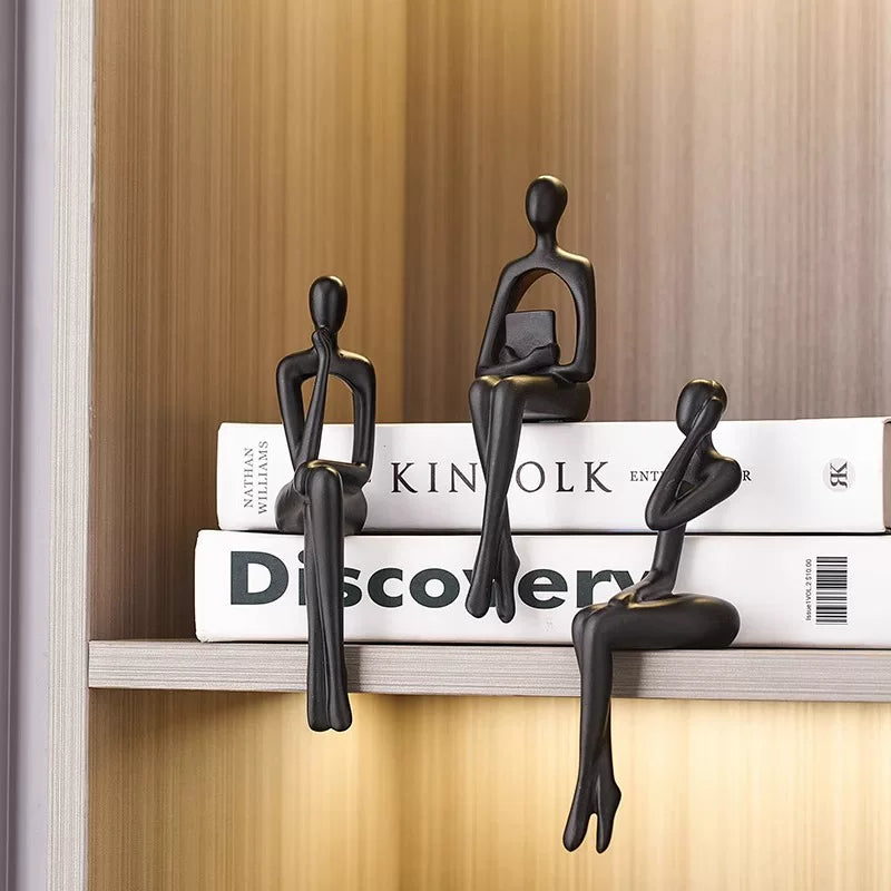 Modern Abstract Thinker Statue Set