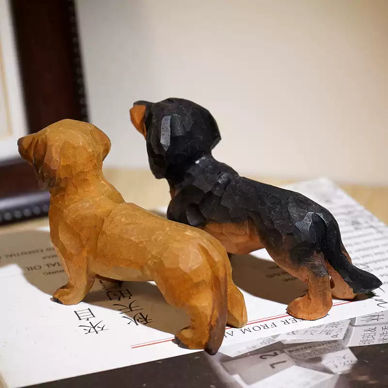 Hand-Carved Wooden Dachshund Figurine FantastiKurios