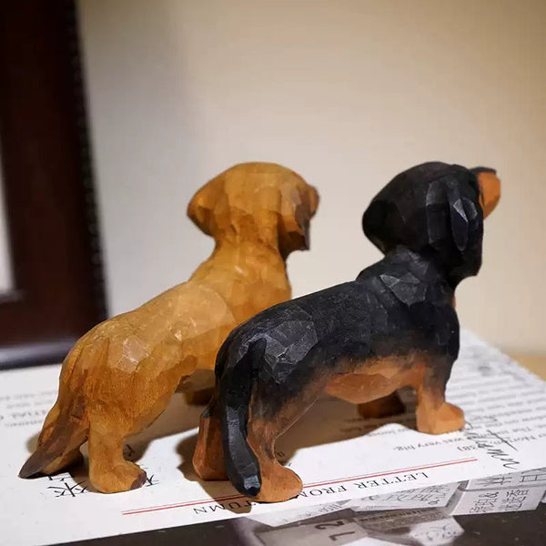Hand-Carved Wooden Dachshund Figurine FantastiKurios