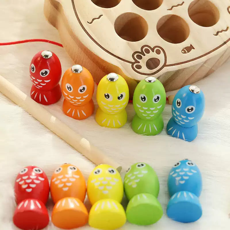 Wooden Cat Magnetic Fishing Game