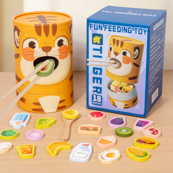 Wooden Tiger Feeding Game & Fine Motor Skill Set