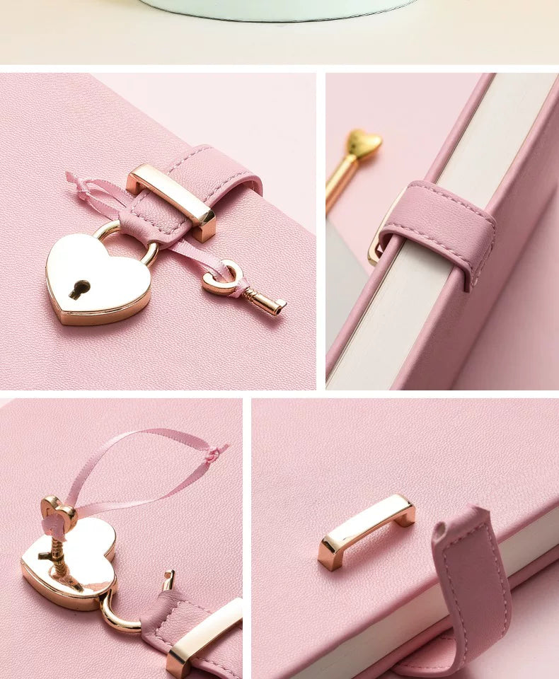 Heart Lock Diary and Metal Pen Gift Set