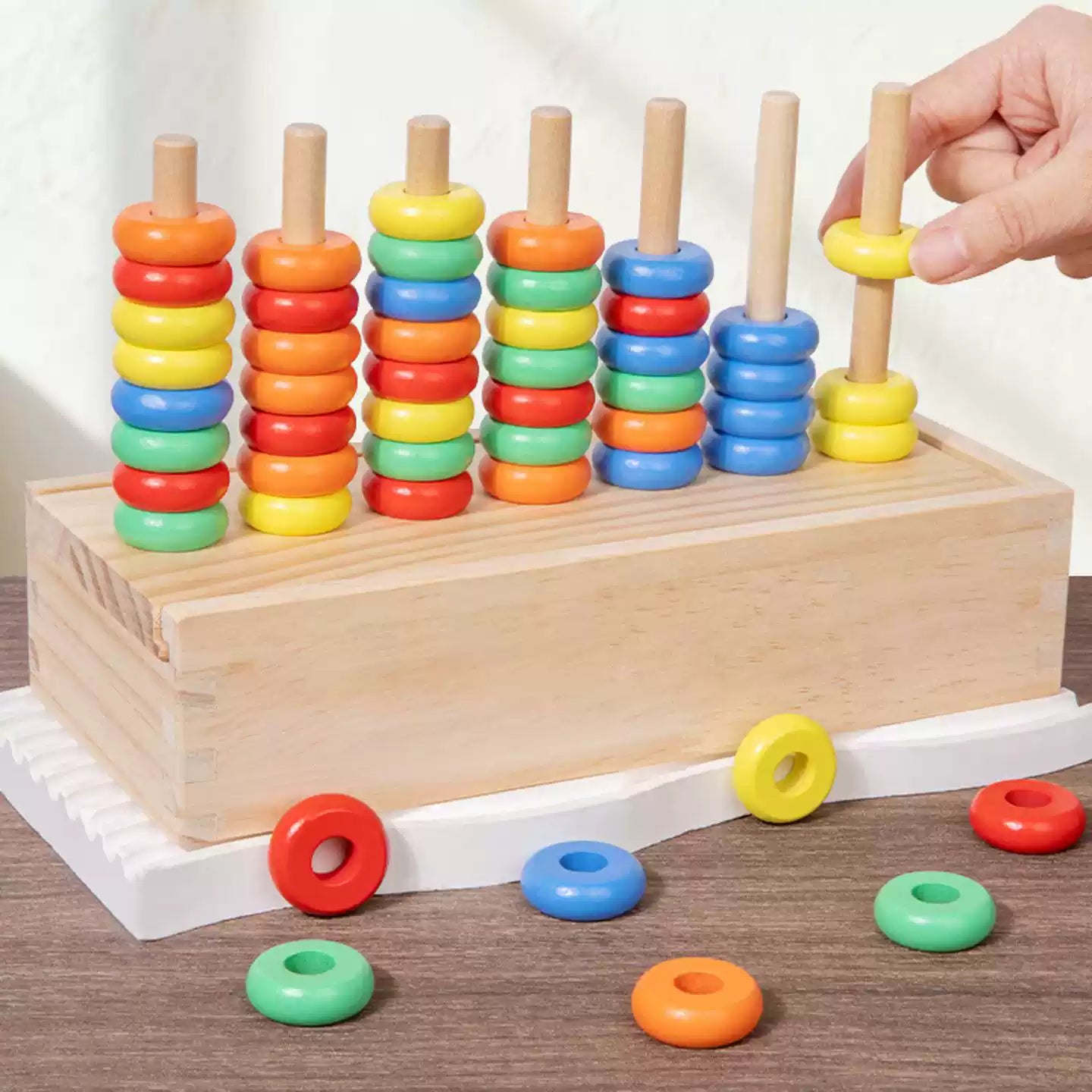 Wooden Color Sorting & Stacking Box