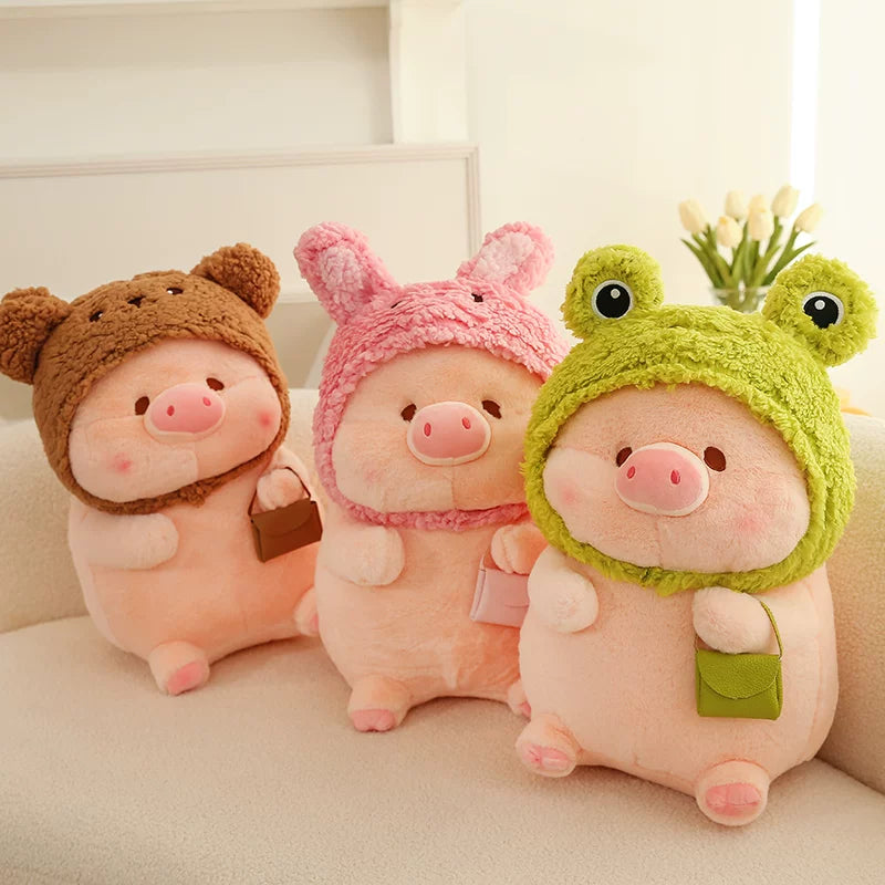 Plush Piglet Doll with Character Hoods