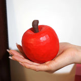 Hand-Carved Wooden Red Apple Desktop Ornament FantastiKurios