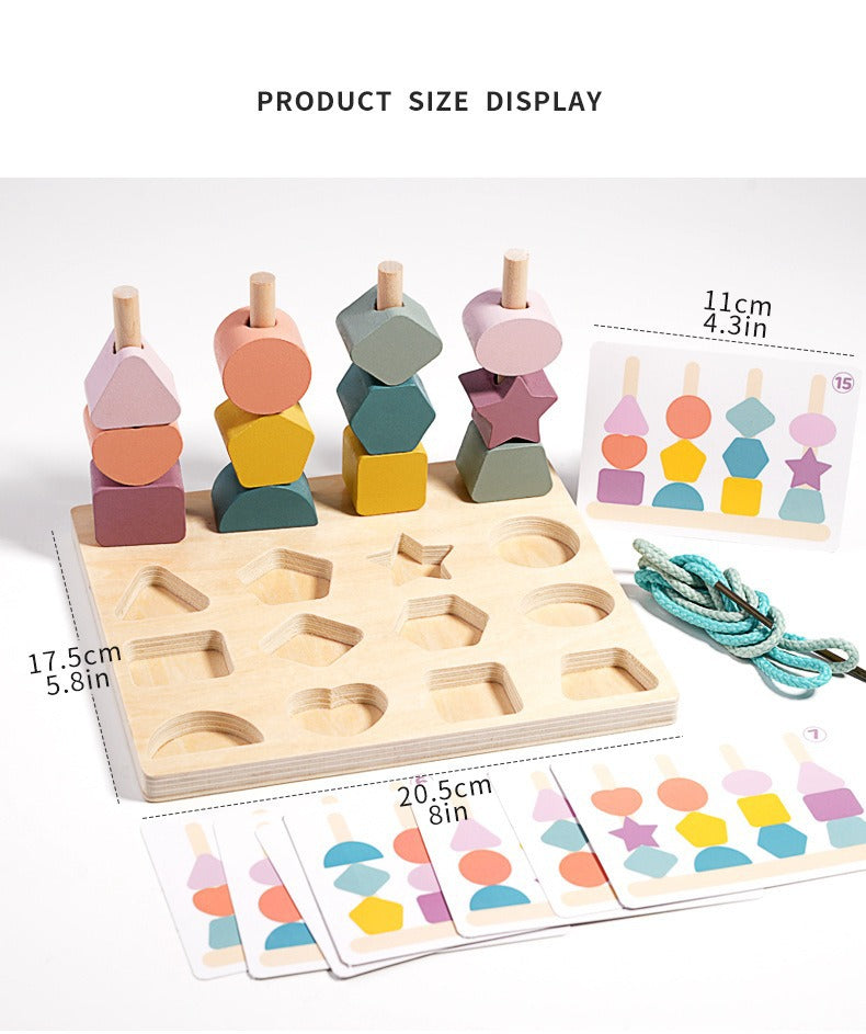 The 'Do-It-All' Wooden Shape Stacker & Lacing Set Fantastik Curios