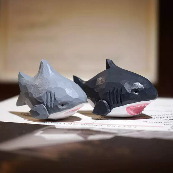 Hand-Carved Wooden Shark Figurine FantastiKurios