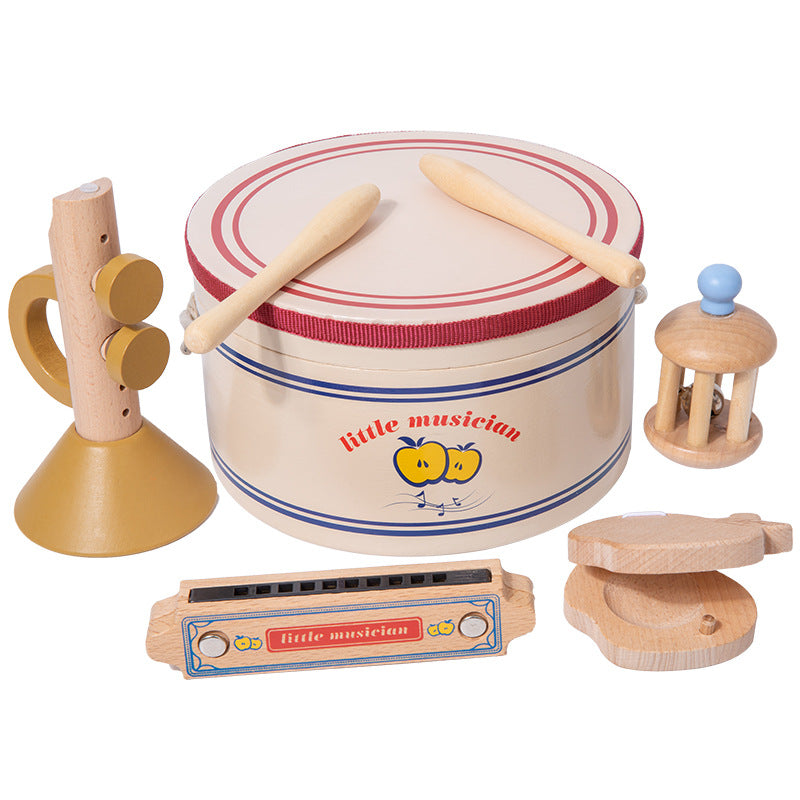 "Little Musician" Wooden Musical Instrument Set with Storage Drum