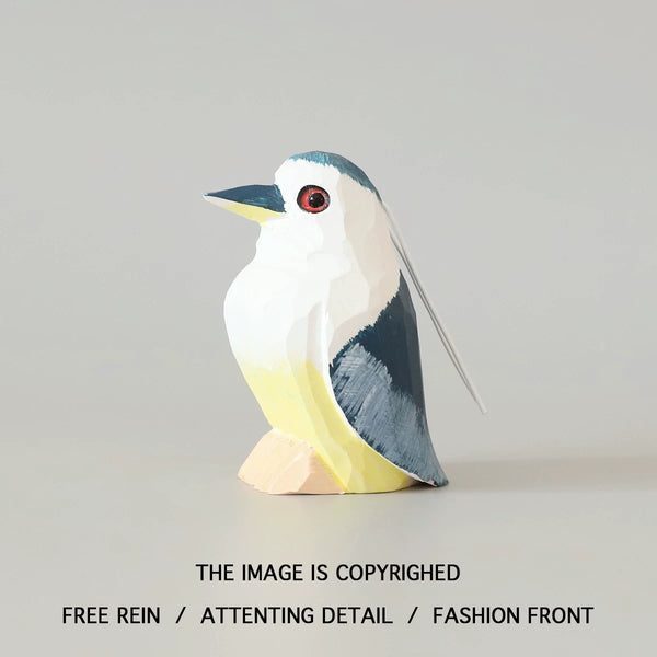 Handmade Black-Crowned Night Heron Wooden Figurine
