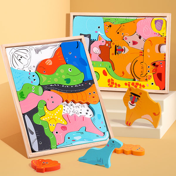 Wooden 3D Animal Nesting Puzzle & Stacking Blocks