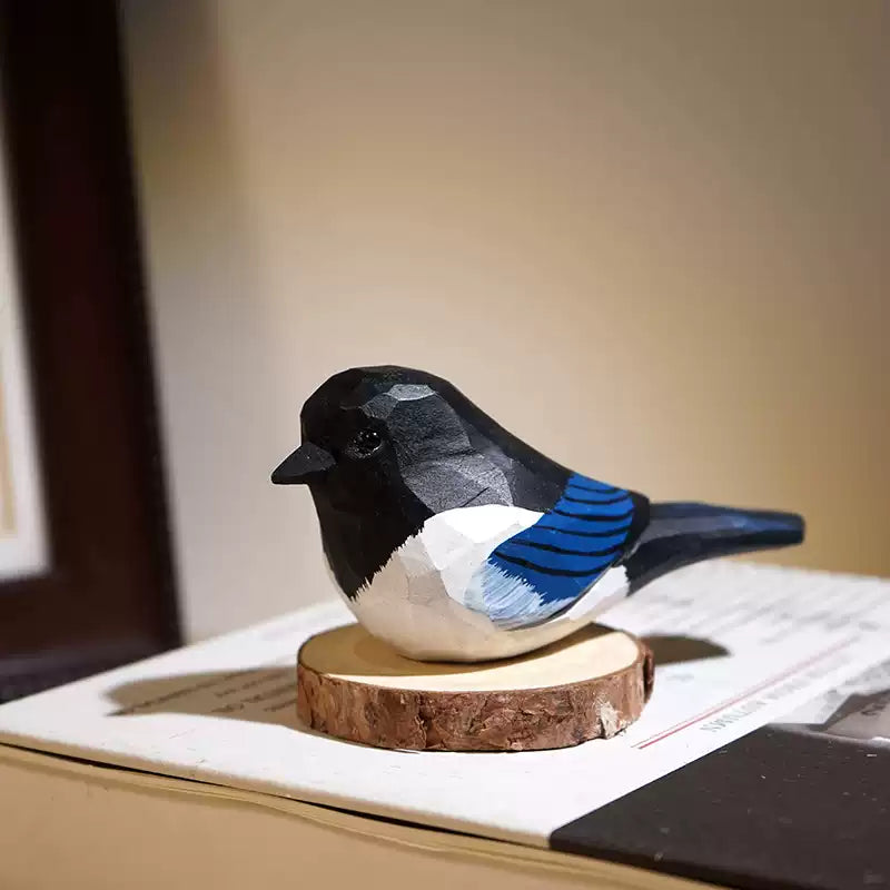 Hand-Carved Basswood Magpie FantastiKurios