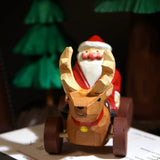 Hand-Carved Wooden Santa and Reindeer Sleigh Ornament FantastiKurios